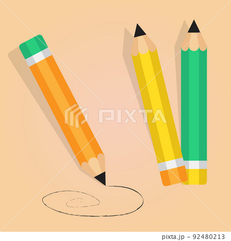 Pencils icon on color background. Composition of pencils Pencils icon on color background. Composition of pencils 92480213