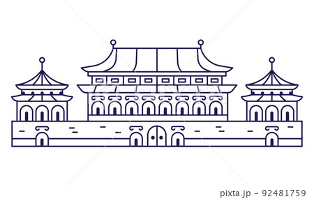 Forbidden City Palace Building in Line Art Forbidden City Palace Building in Line Art 92481759