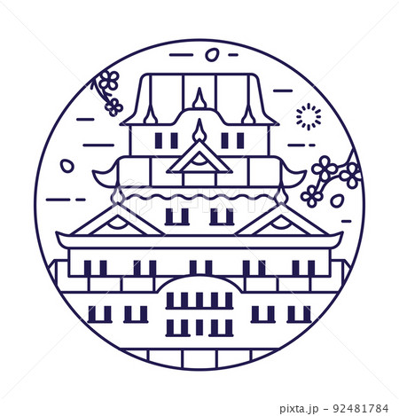 Himeji Castle Japan Landmark Line Circle Icon Himeji Castle Japan Landmark Line Circle Icon 92481784