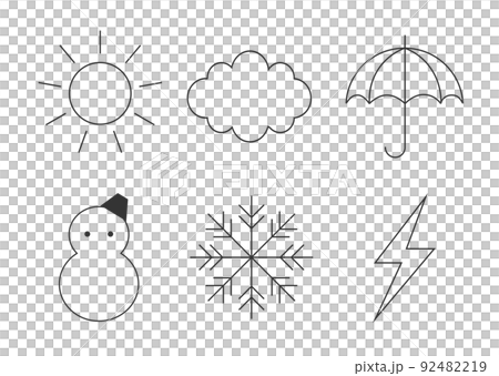 Simple weather icon set line drawing Simple weather icon set line drawing 92482219
