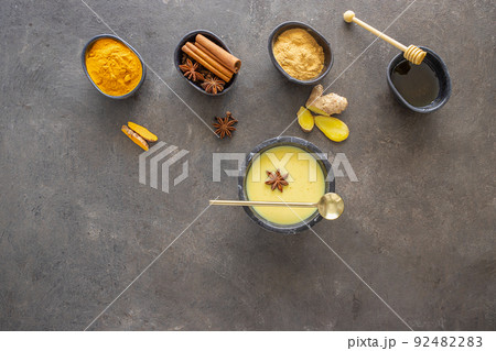 Healthy beverage golden milk 92482283