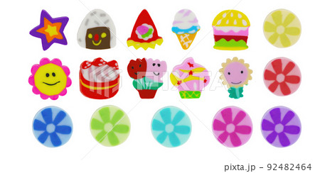 Set of cute erasers isolated on white Set of cute erasers isolated on white 92482464