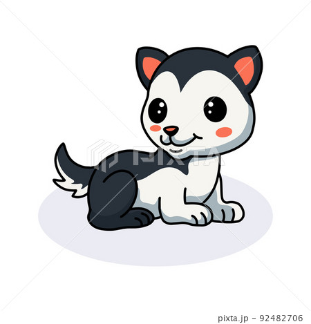 Cute little husky dog cartoon - Stock Illustration [92482706] - PIXTA