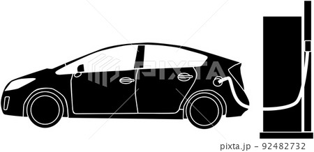 燃料補給する自動車のイメージ「シルエット」 92482732