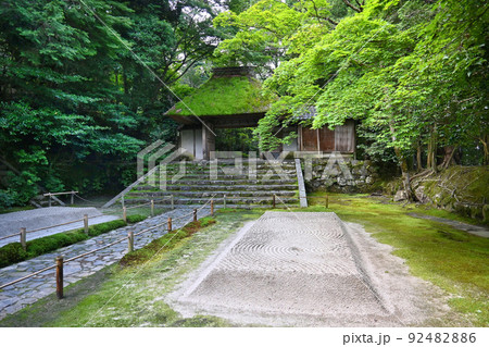 夏の朝に参拝した京都市の法然院山門が美しい 92482886