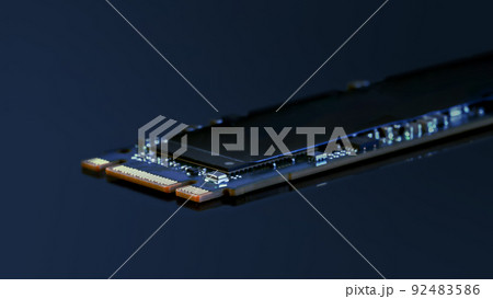 SSD M2 disk close up on dark background 92483586