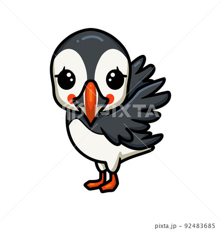 Cute little puffin bird cartoon	 92483685