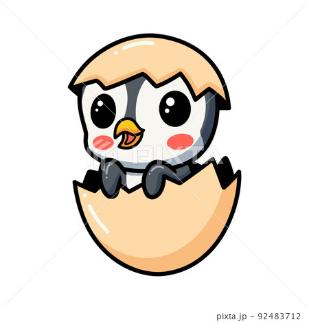 Cute little penguin cartoon inside an egg Cute little penguin cartoon inside an egg 92483712