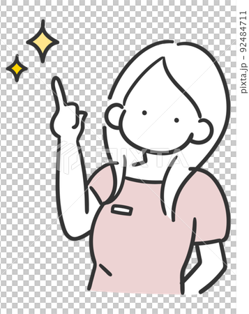 提供美容建議的美容師女性時尚線條畫插圖 92484711