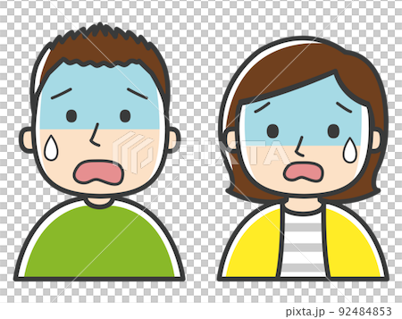 Illustration of young men and women turning pale Illustration of young men and women turning pale 92484853
