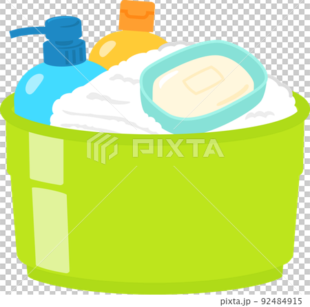 帶毛巾和洗髮水的浴缸 92484915