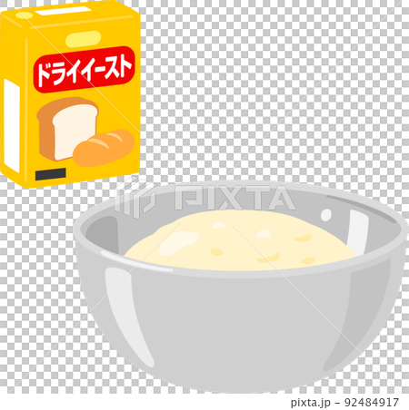 Boxed dry yeast and swollen baker's dough 92484917