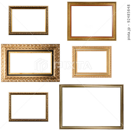 Set Classic Old Vintage Wooden mockup canvas frames isolated on white background. Blank Beautiful and diverse subject moulding baguette. Design element. use for framing paintings, mirrors or photo. Set Classic Old Vintage Wooden mockup canvas frames isolated on white background. Blank Beautiful and diverse subject moulding baguette. Design element. use for framing paintings, mirrors or photo. 92485648