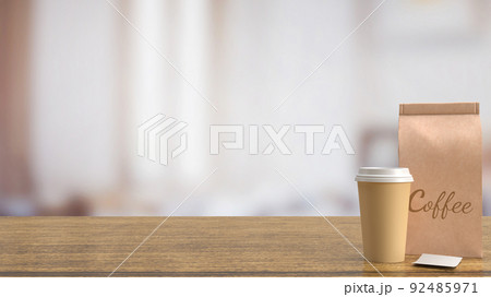 The coffee cup on wood table for hot drink concept 3d rendering The coffee cup on wood table for hot drink concept 3d rendering 92485971
