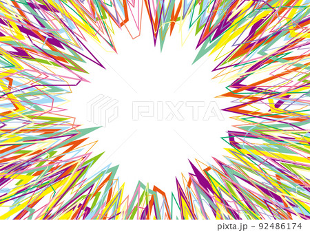 カラフルで鋭角的なジグザグラインのサークルフレーム 92486174