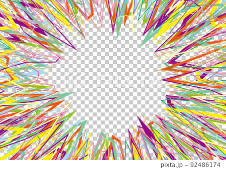 カラフルで鋭角的なジグザグラインのサークルフレーム 92486174