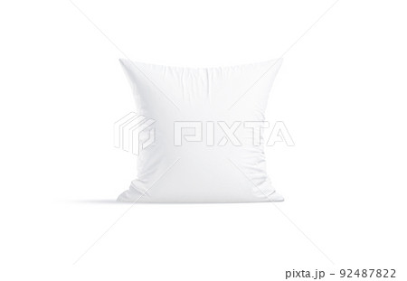 Blank white square pillow mockup stand, front view 92487822