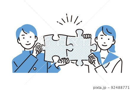 人物 パズルをつなげる中学生 92488771