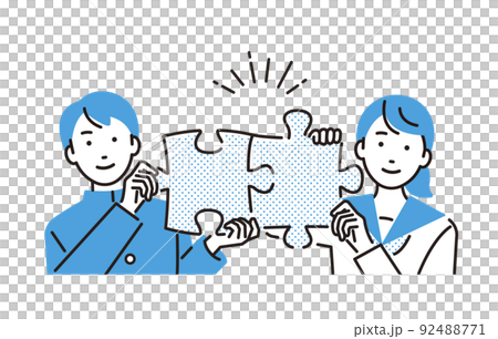 人物 パズルをつなげる中学生 92488771