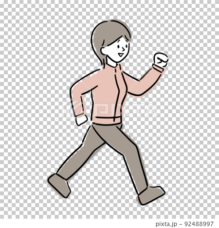 運動 ウォーキングをする女性 イラストのイラスト素材