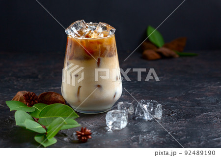 Ice coffee with cream. Ice coffee with cream. 92489190