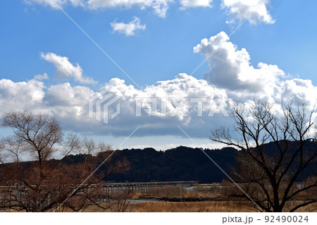【静岡県島田市】大井川 蓬莱橋方面 92490024