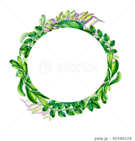 Multicolor floral summer frame watercolor illustration isolated 92490328