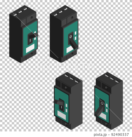Ampere breaker isometric illustration set Ampere breaker isometric illustration set 92490337