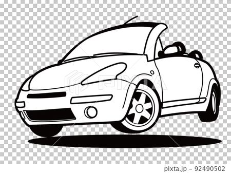 フレンチコンパクト　ジャンプ　塗り絵風　自動車イラスト 92490502
