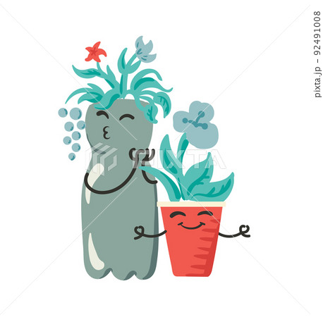 Reuse plastic bottle and cup flower pots 92491008