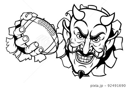 Devil American Football Sports Mascot Cartoon Devil American Football Sports Mascot Cartoon 92491690