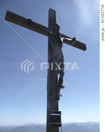 Summit cross at Berchtesgadener Hochthron mountain, Bavaria, Germany 92492756