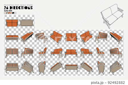 各種角度的複古沙發插畫 各種角度的複古沙發插畫 92492882