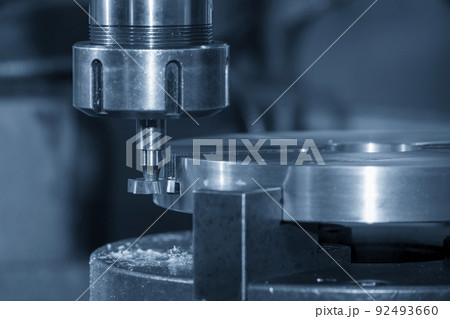 The NC milling machine T-slot cutting the metal parts. 92493660