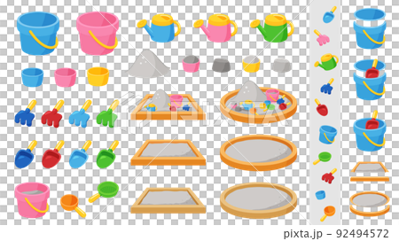 砂場遊びのおもちゃのイラスト素材セット 92494572