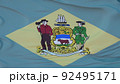 Flag of Delaware state, region of the United States, waving at wind. 3d illustration 92495171