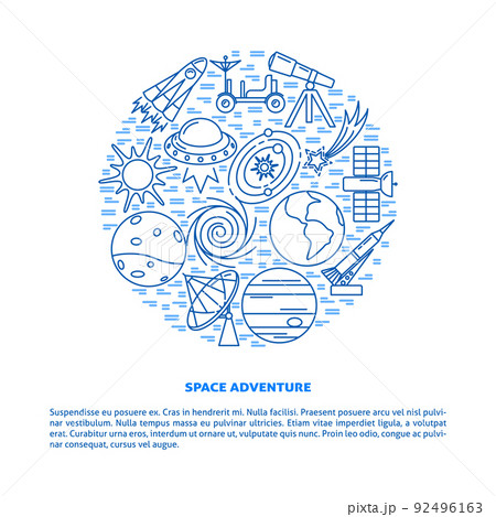 Space elements banner in line style with place for text Space elements banner in line style with place for text 92496163