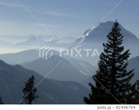 Winter hiking tour to Pleisenspitze mountain, Tyrol, Austria 92496764