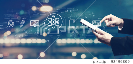 Online education concept with businessman using a tablet 92496809