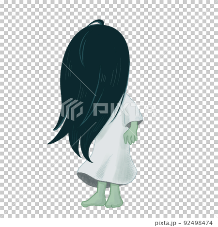 Illustration of a ghost with long hair 92498474
