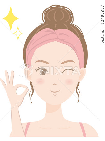 スキンケアをしている女性-13(OKポーズ) スキンケアをしている女性-13(OKポーズ) 92499397