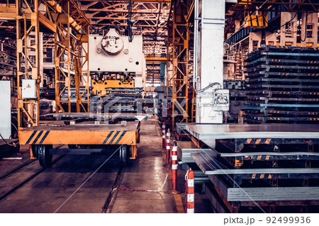 Assembly workshop at big industrial plant. Tractor assembling 92499936