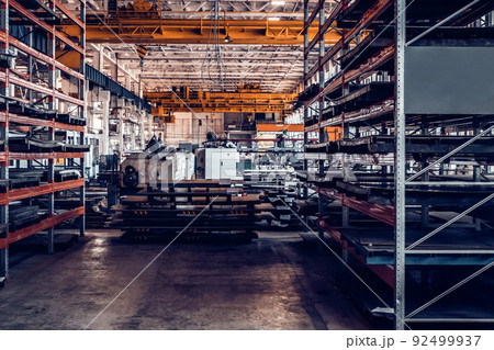 Assembly workshop at big industrial plant. Tractor assembling 92499937