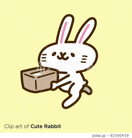 ウサギのキャラクターイラストシリーズ　「荷物を届けるウサギ」 92500439