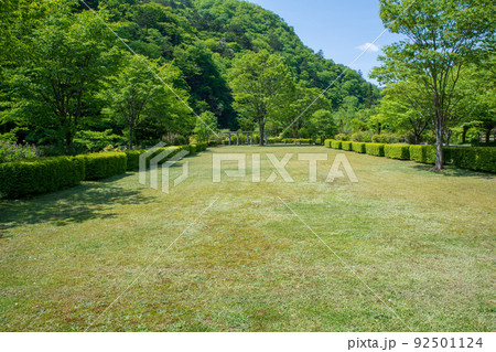 四万川ダム　日向見公園　ダム下周辺の風景　新緑の季節　 92501124