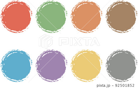 筆の手描き風の丸いフレームセット 92501852