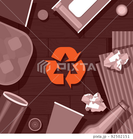 Paper Plastic Glass Can Box House Recycling Stuff Illustration 92502151