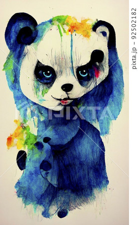 Painted abstract panda. Painted image of a panda. Multicolored panda. Perfect for phone wallpaper or for posters. 92502182