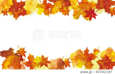 紅葉　リーフ　秋　水彩背景イラスト 92502187