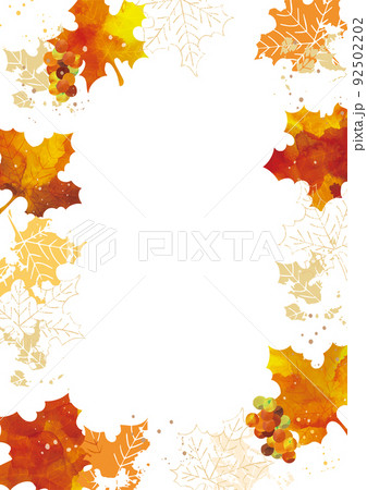紅葉 リーフ 秋 水彩背景イラスト 紅葉 リーフ 秋 水彩背景イラスト 92502202